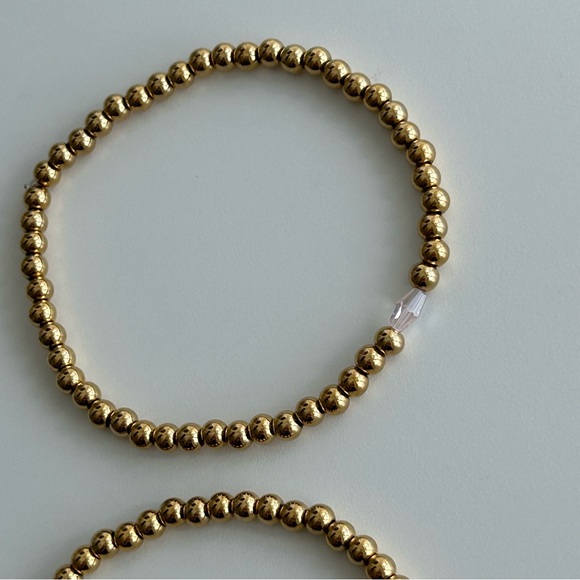 Stainless Steel Gold Beaded Bracelet Set - Picture 6 of 7